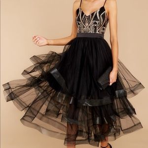 Love Not Logic Black Embroidered Midi Dress